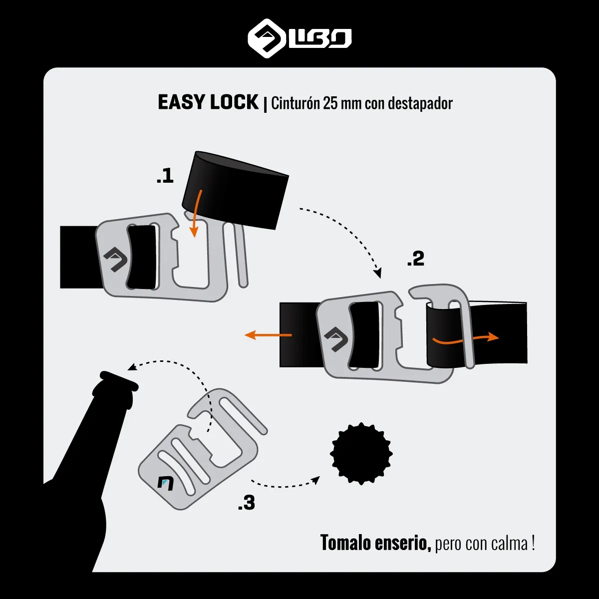 EASY LOCK Cinturón con Destapador 25mm x 135 cm