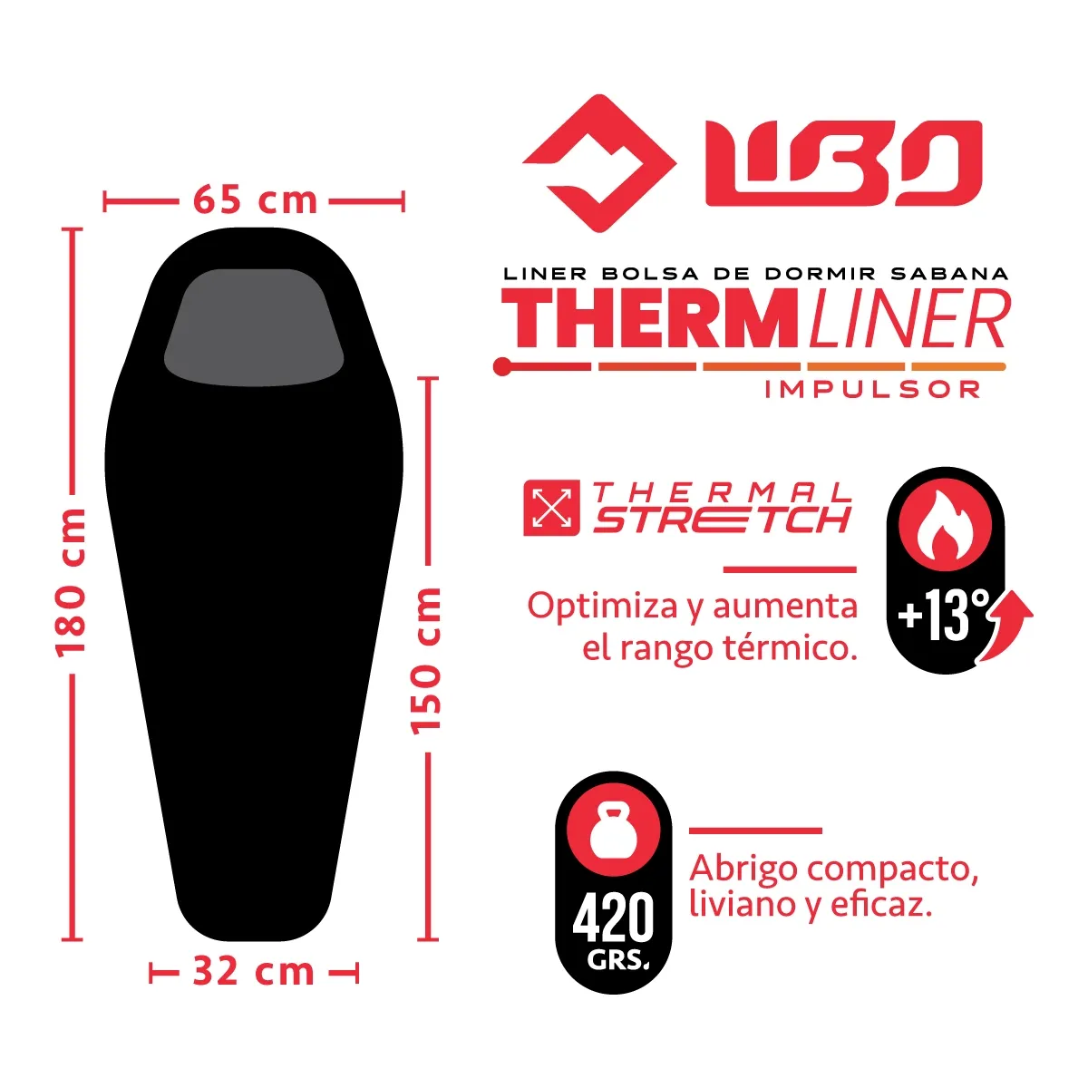 IMPULSOR THERMLINER +13º Liner Bolsa De Dormir Sabana Térmica
